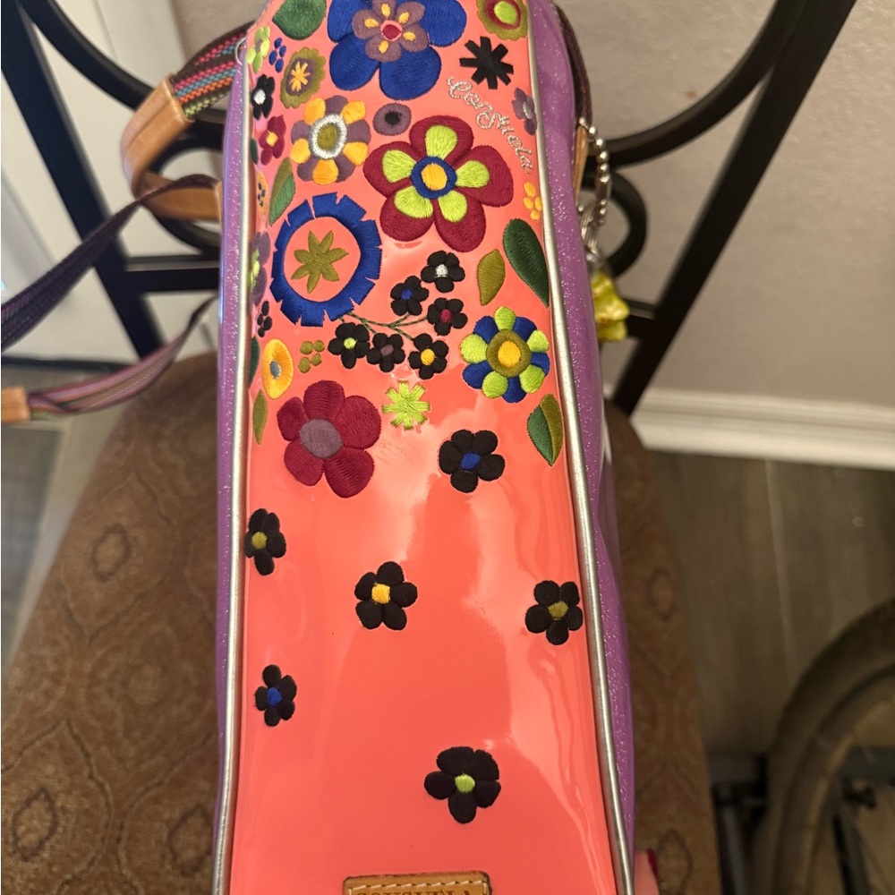 Purple Women's Bag with Multicolor Strap - Picture 2 of 3